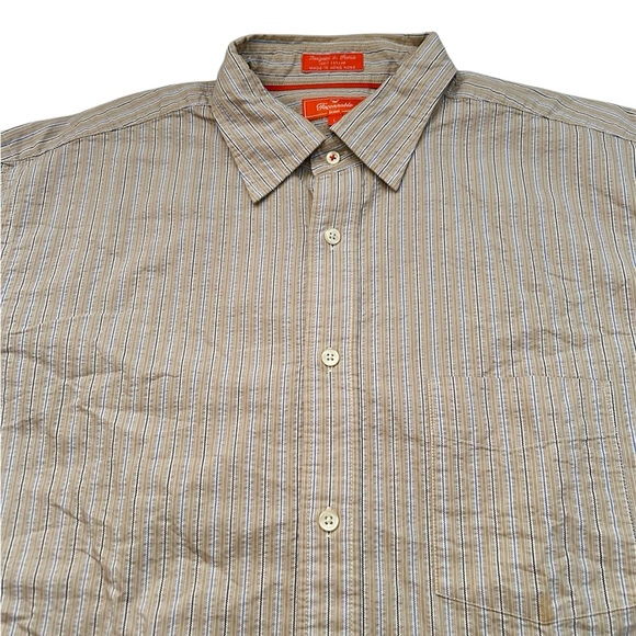 Faconnable Stripped Brown Botton Down Long Sleeve Casual Men's Shirt Size L - Picture 5 of 7